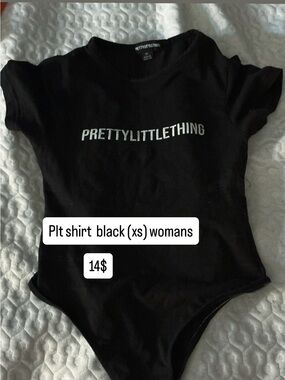 PrettyLittleThing Black Logo Short Sleeve Bodysuit